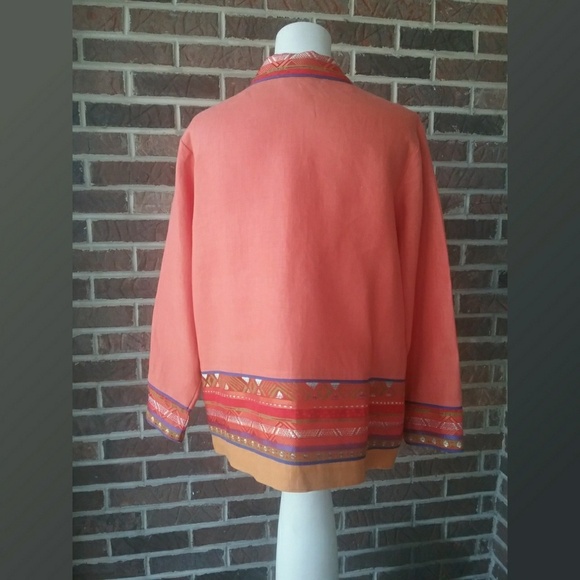 Coldwater Creek Linen Blend Orange Jacket - Picture 3 of 7